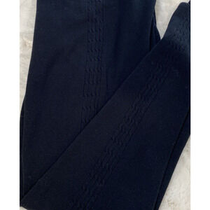 Black Cable Knit Sides Cotton Stretch Thick Knit‎ Tights Pants Women's Sz XL